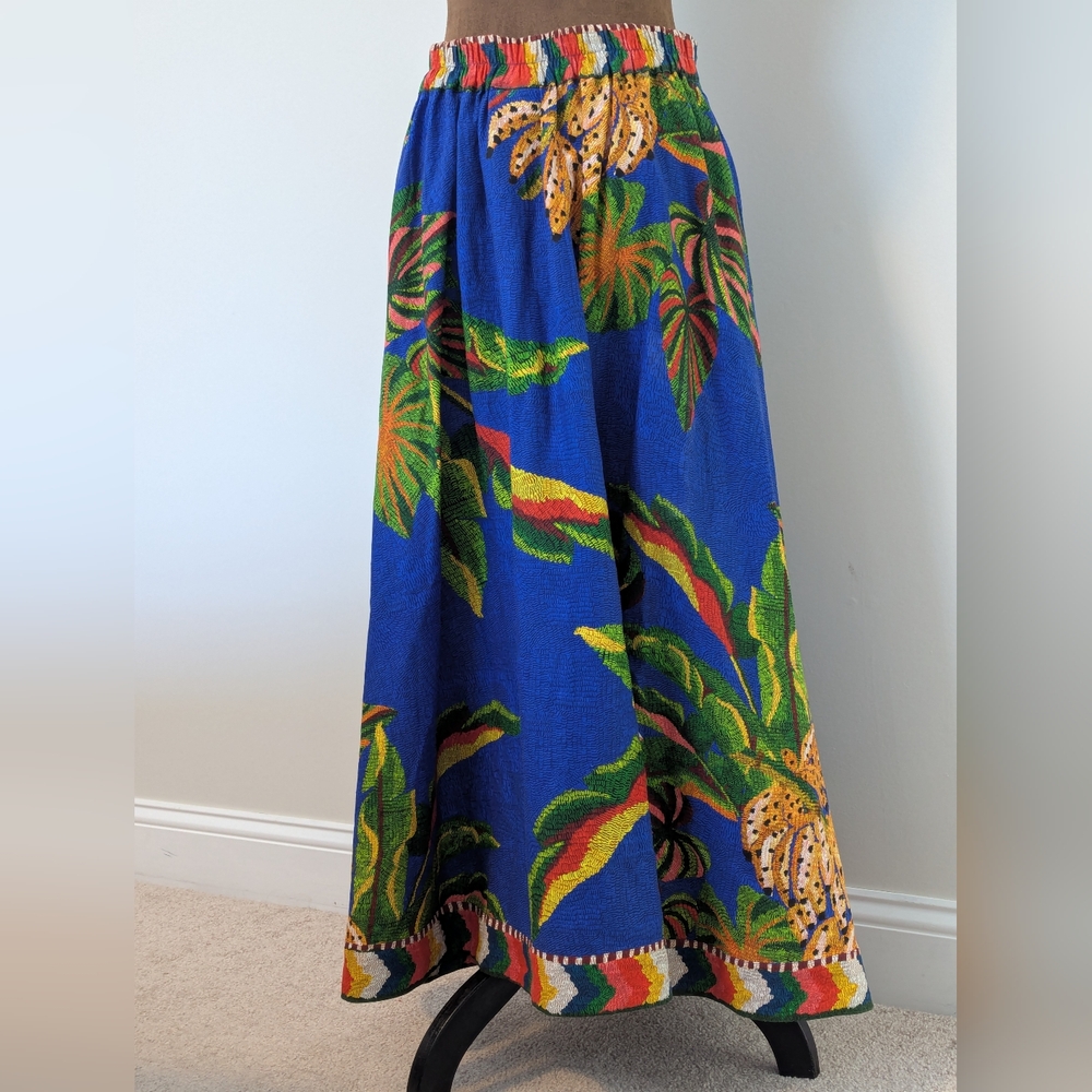 FARM Rio Blue Tropical-Print Midi Skirt - Picture 4 of 9
